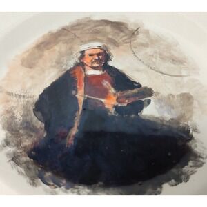 Original Painting On A Plate By Jack Lantz Portrait of Rembrandt 7.75 Inches SEE